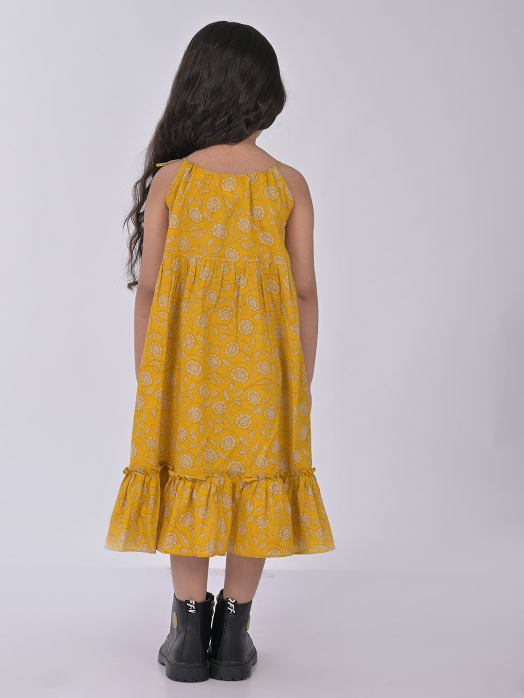 Yellow Floral Sleeveless Dress