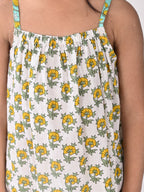 Green and white Floral  Dress