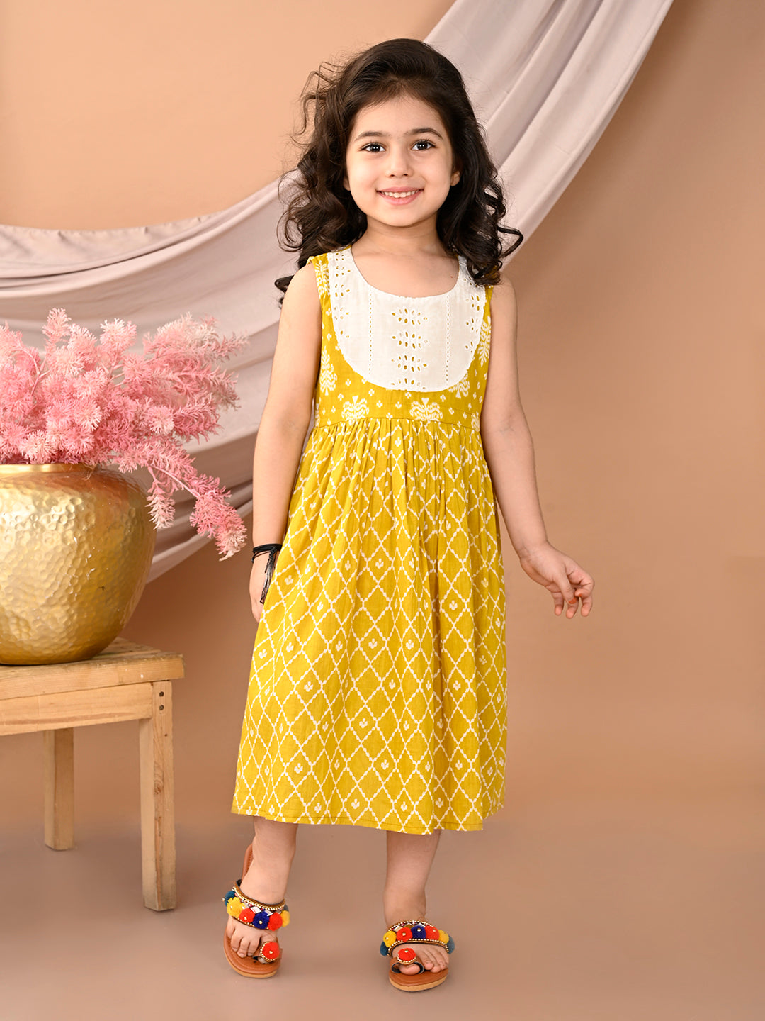 Kinder Kids Girls Yellow Sleeveless Dress