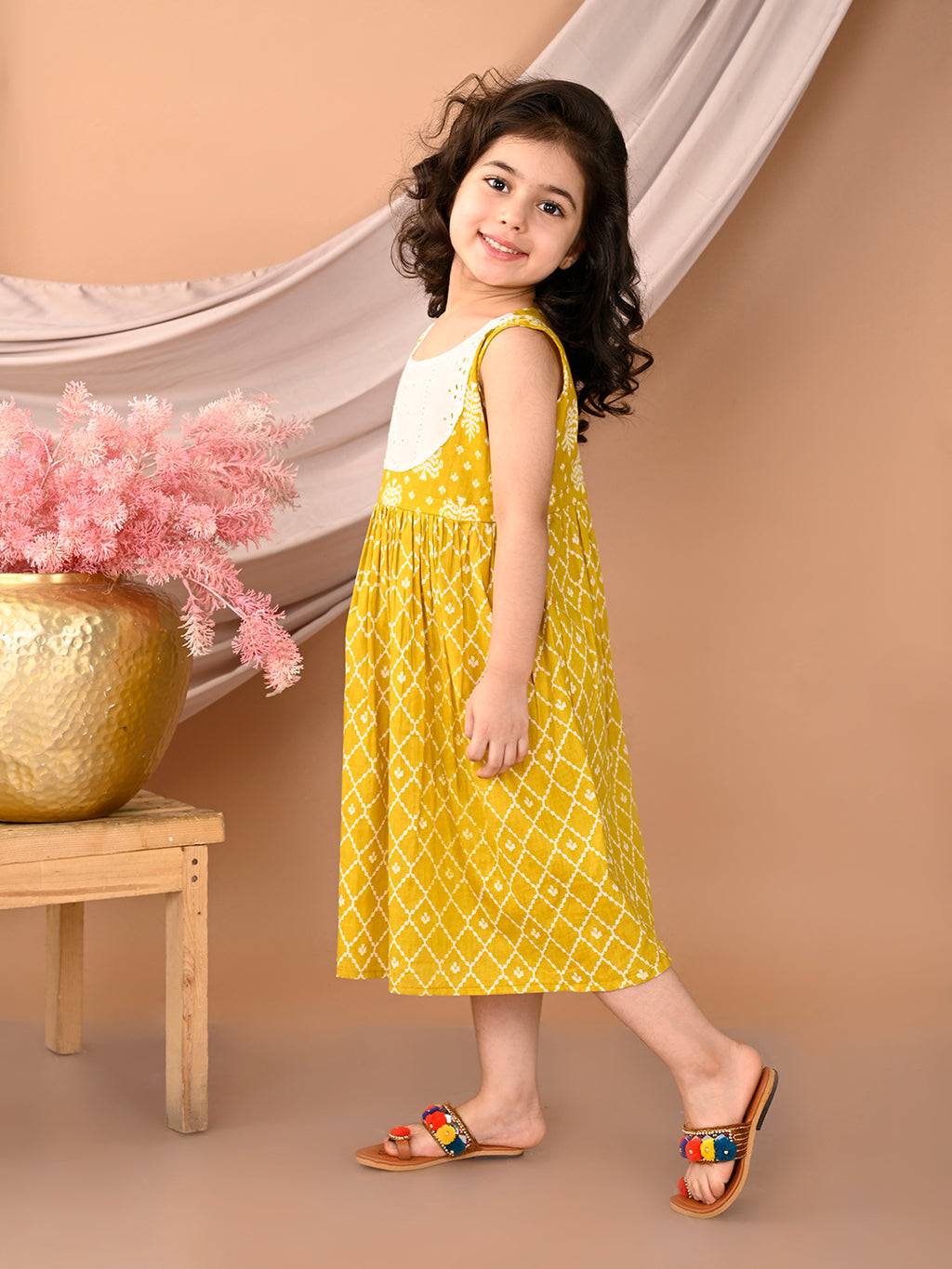 Kinder Kids Girls Yellow Sleeveless Dress