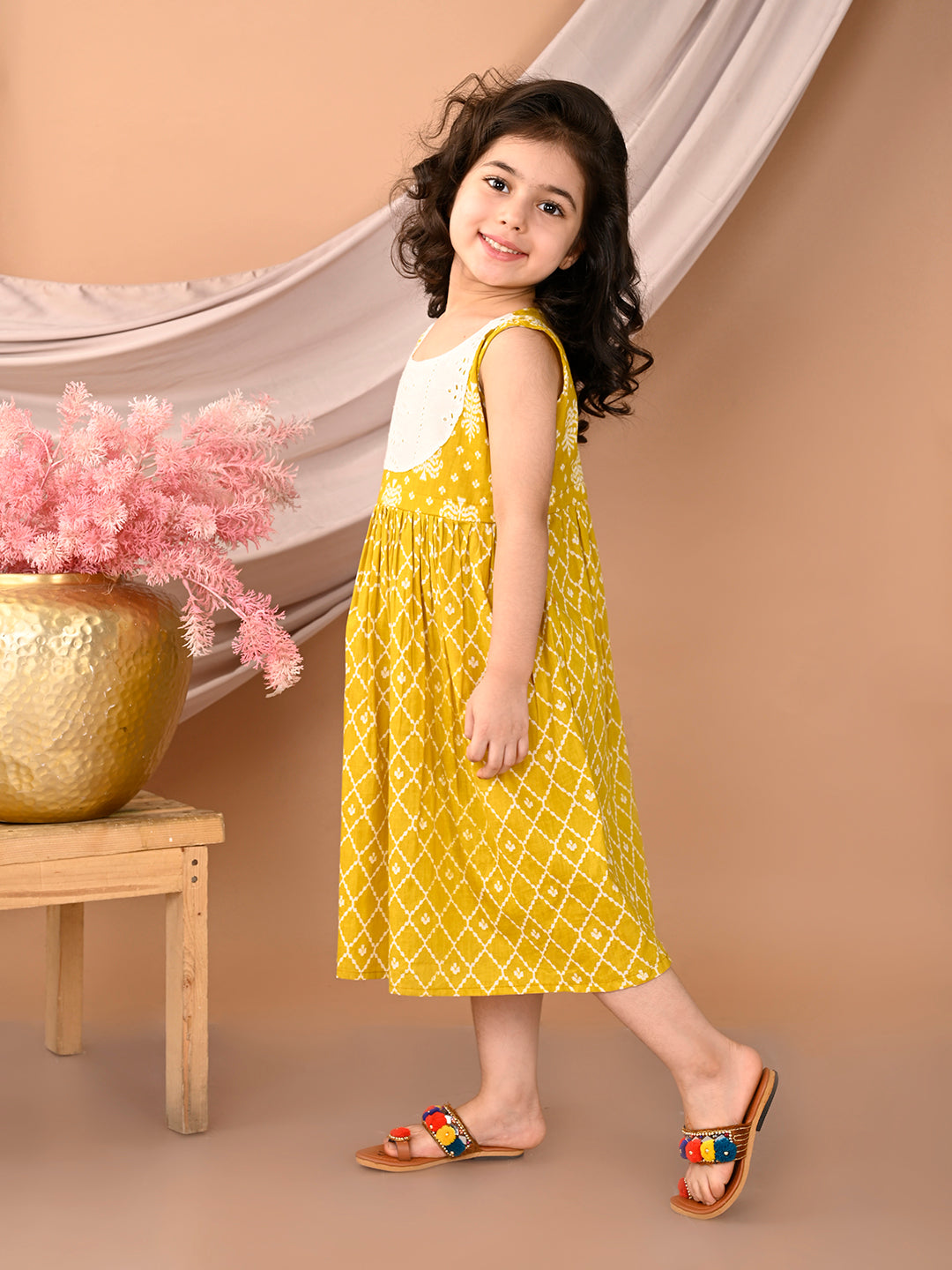 Kinder Kids Girls Yellow Sleeveless Dress