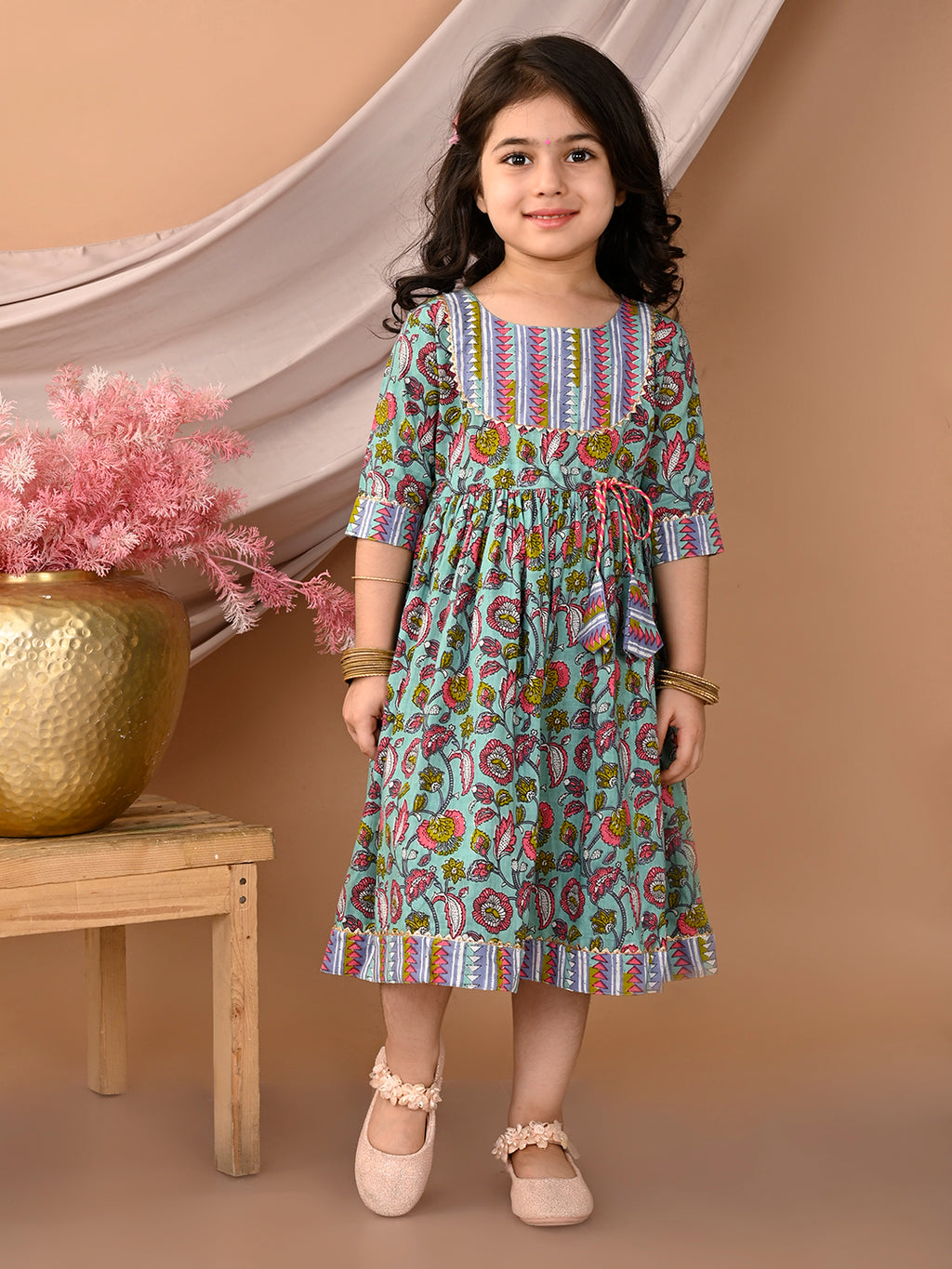 Kinder Kids Girls Multicolour Half Sleeve Dress