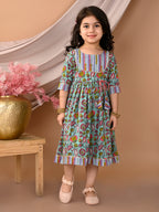 Kinder Kids Girls Multicolour Half Sleeve Dress