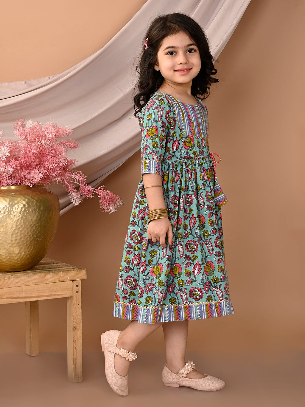 Kinder Kids Girls Multicolour Half Sleeve Dress