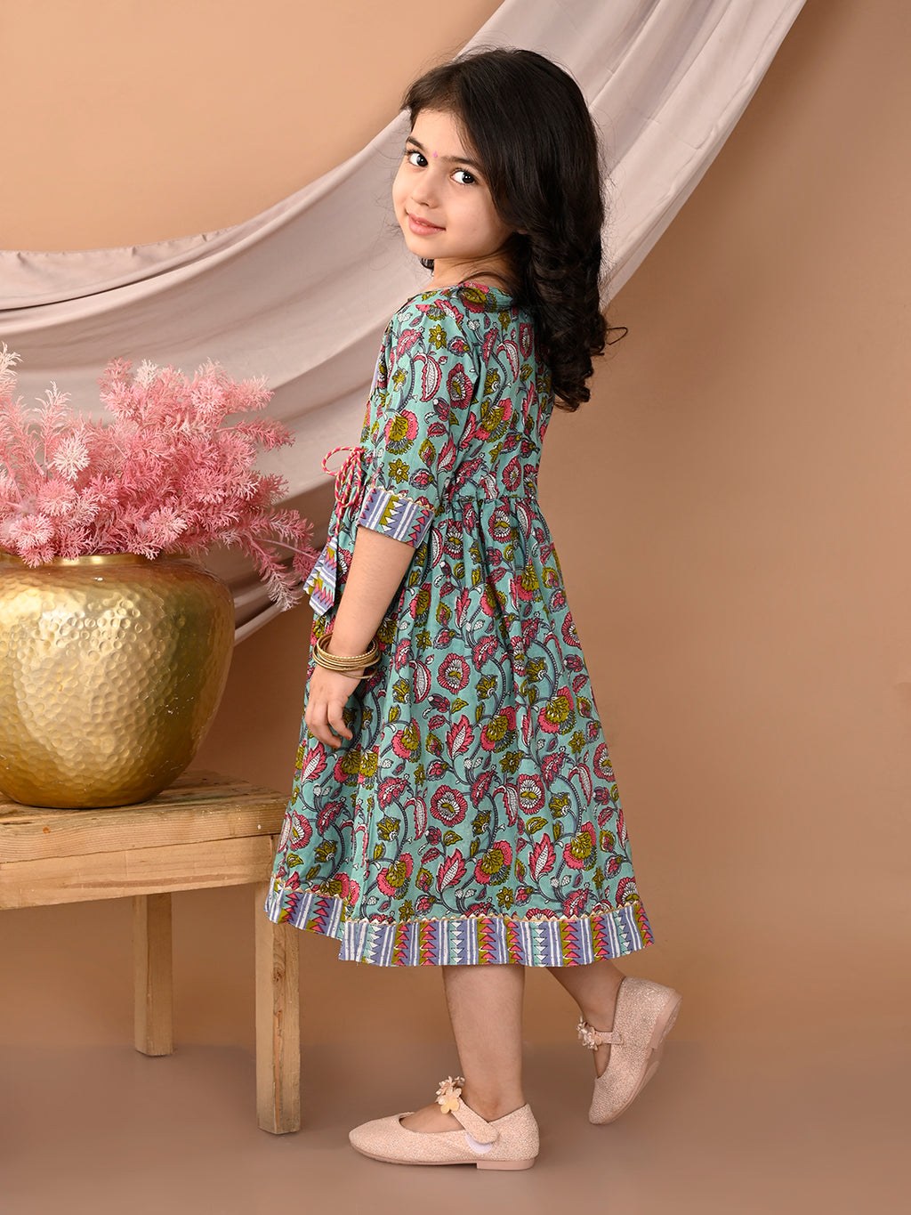 Kinder Kids Girls Multicolour Half Sleeve Dress
