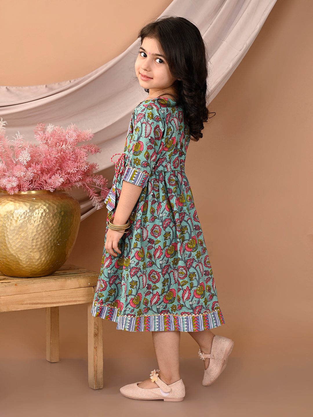 Kinder Kids Girls Multicolour Half Sleeve Dress