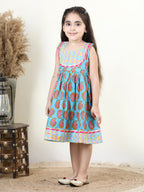 Blue Cotton Sleeveless Dress
