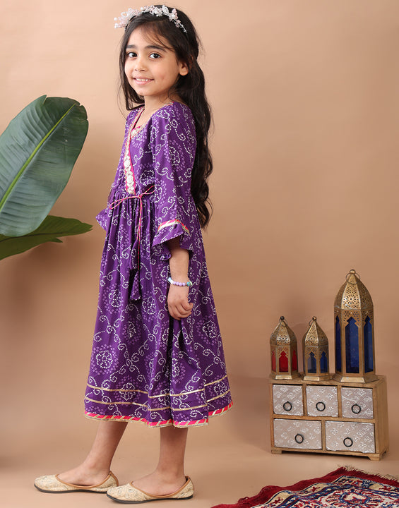 Purple bandez 3/4 sleeves dress