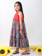 Blue Floral Dress With hakoba patch