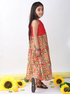 Green Floral Dress With hakoba patch