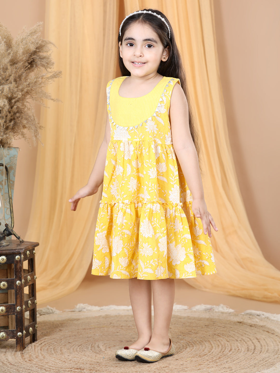 Yellow Floral Printed Dress