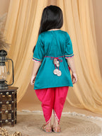 Green embroidered Gota Patti Detailed Kurta with dhoti