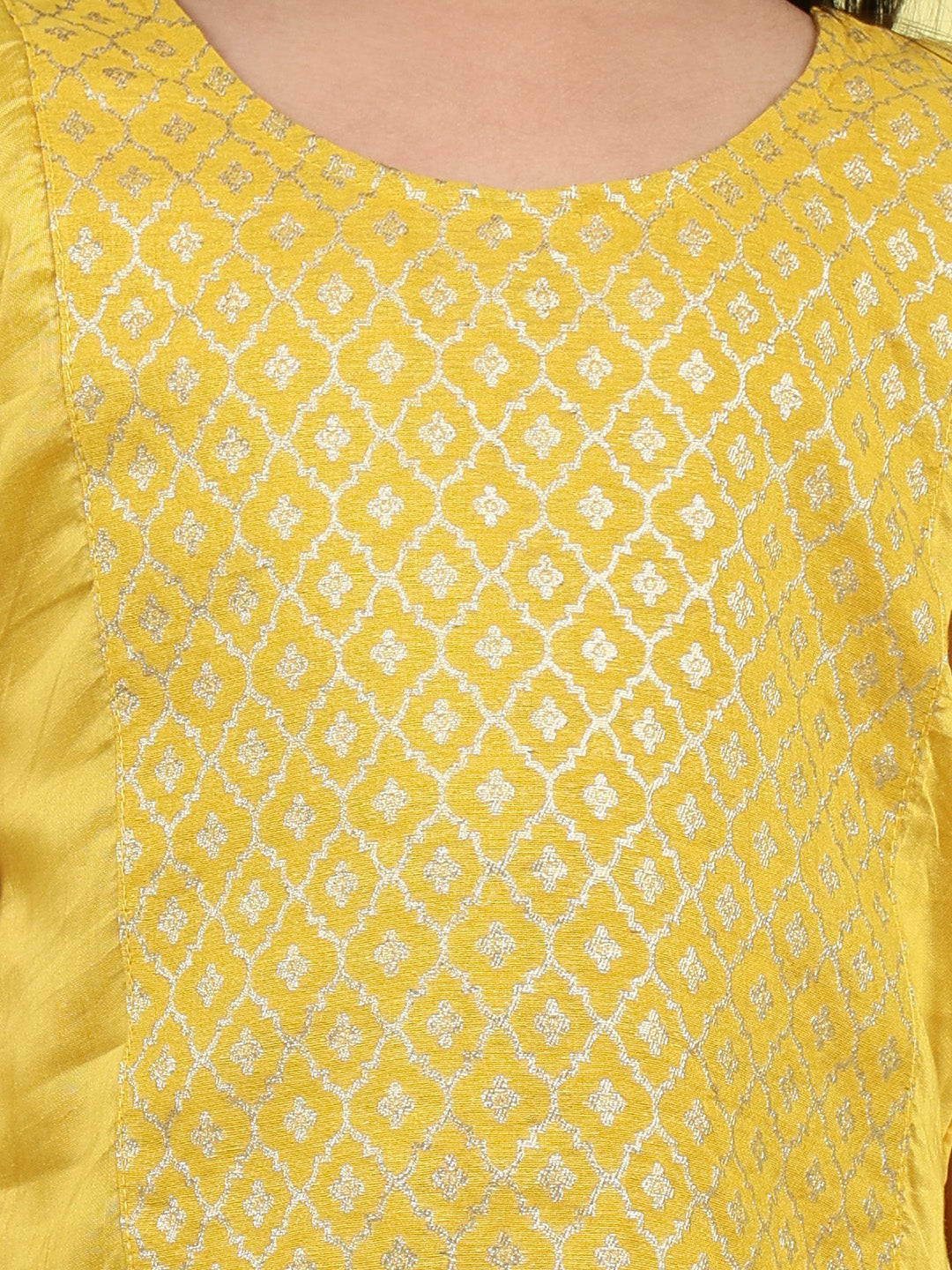 Yellow Jaquard sleeveless kurti with yellow dhoti pant