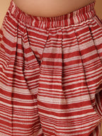 Red printed sleeveless kurti with Red dhoti