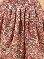 Peach Katha sleeveless kurti with printed dhoti