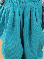 Blue printed lace work kurti with Katha dhoti