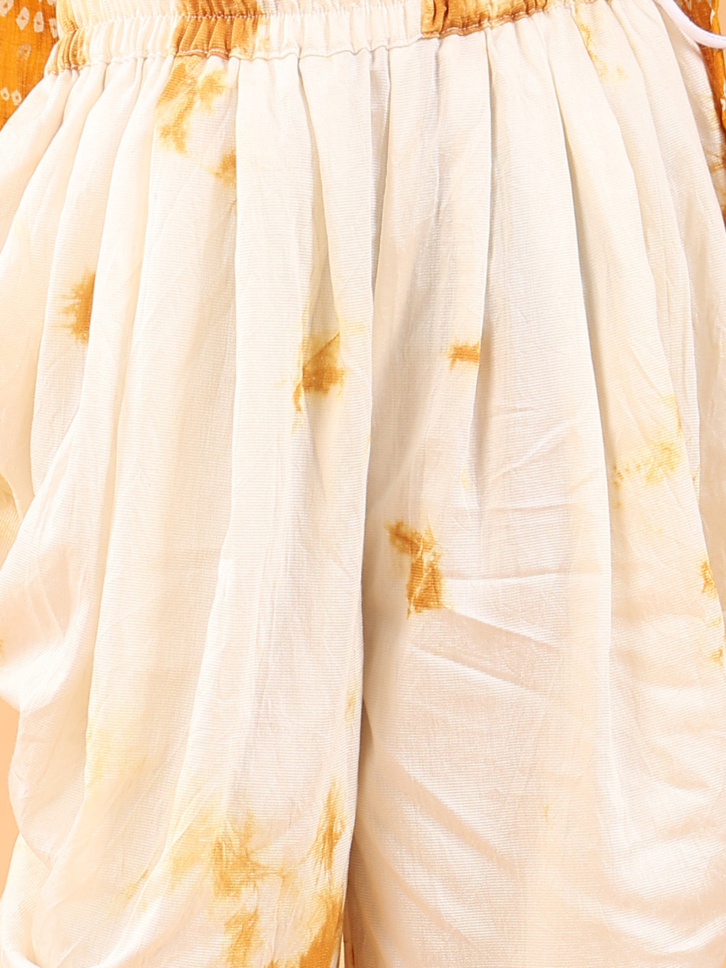 Yellow bandhani kurti with shibori dhoti