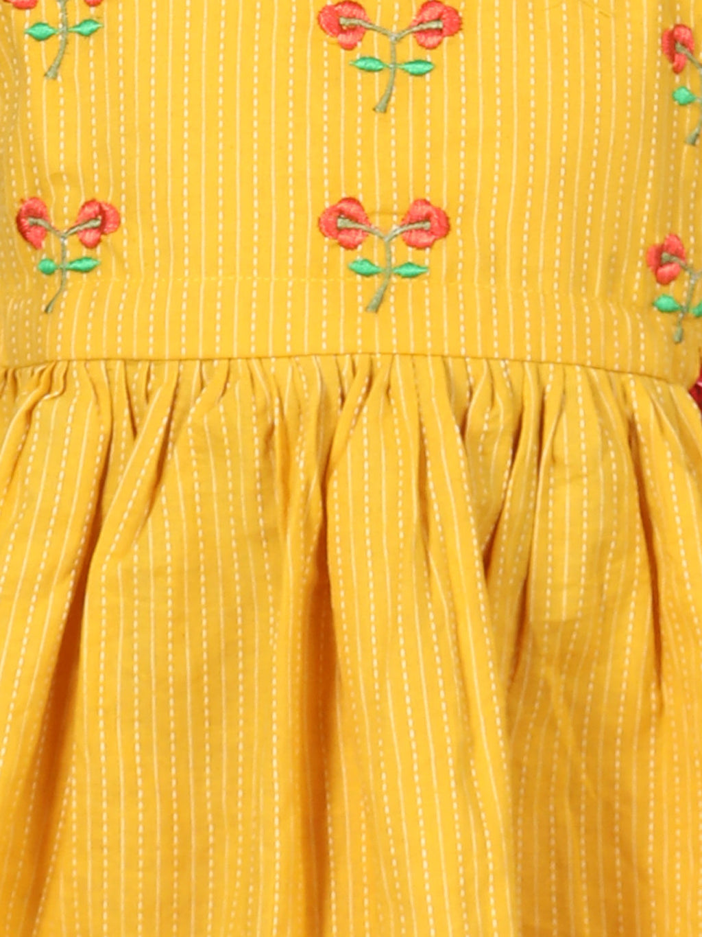 Yellow Embroidered kurti paired with dhoti