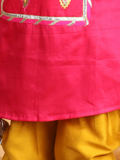 Pink Embroidered Sleeveless kurti with dhoti