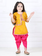 Yellow Embroidered Lace Detailed Kurta and  Dhoti