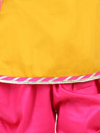 Yellow Embroidered Lace Detailed Kurta and  Dhoti