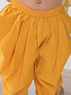 Yellow Floral shirt style Kurti with yellow katha dhoti