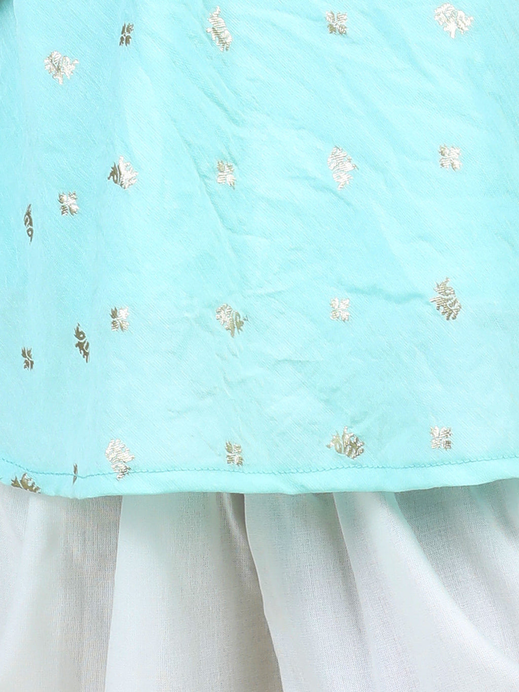 Blue Self Design Jaquard peplum top with White Dhoti