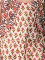 Peach Sleeveless Floral Printed Threadwork Detailed Kurti & Dhoti Set
