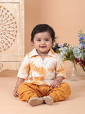 Yellow shibori mirror work kurti with dhoti