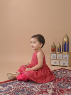 Pink Sleeveless  Bandhani Designed Kurta With Dhoti Set