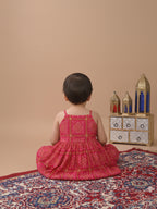 Pink Sleeveless  Bandhani Designed Kurta With Dhoti Set