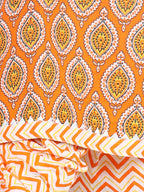 Sleeveless Motif Printed Kurti With Zig Zag Stripes Printed Dhoti