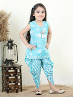 Blue printed  Kurti with Dhoti