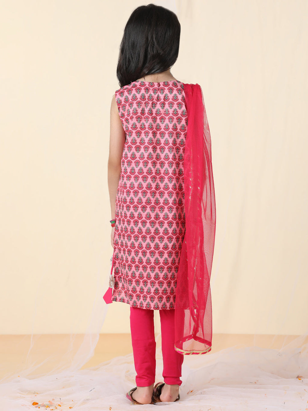 Pink Floral Kurti Legging Set