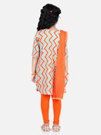Orange Floral Printed  Kurta With Orange Leggings and Dupatta