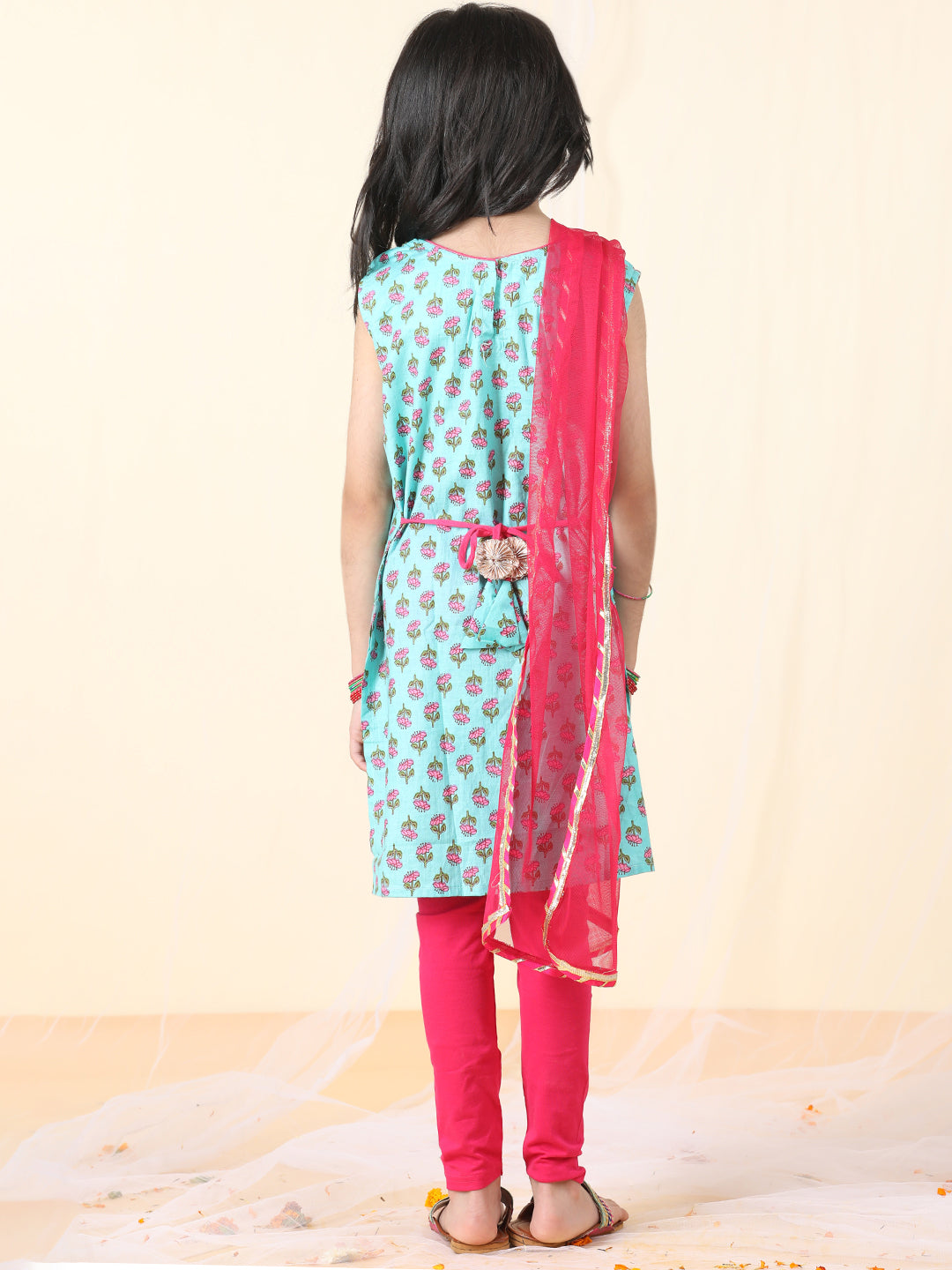 Blue & Pink Kurti Legging Set