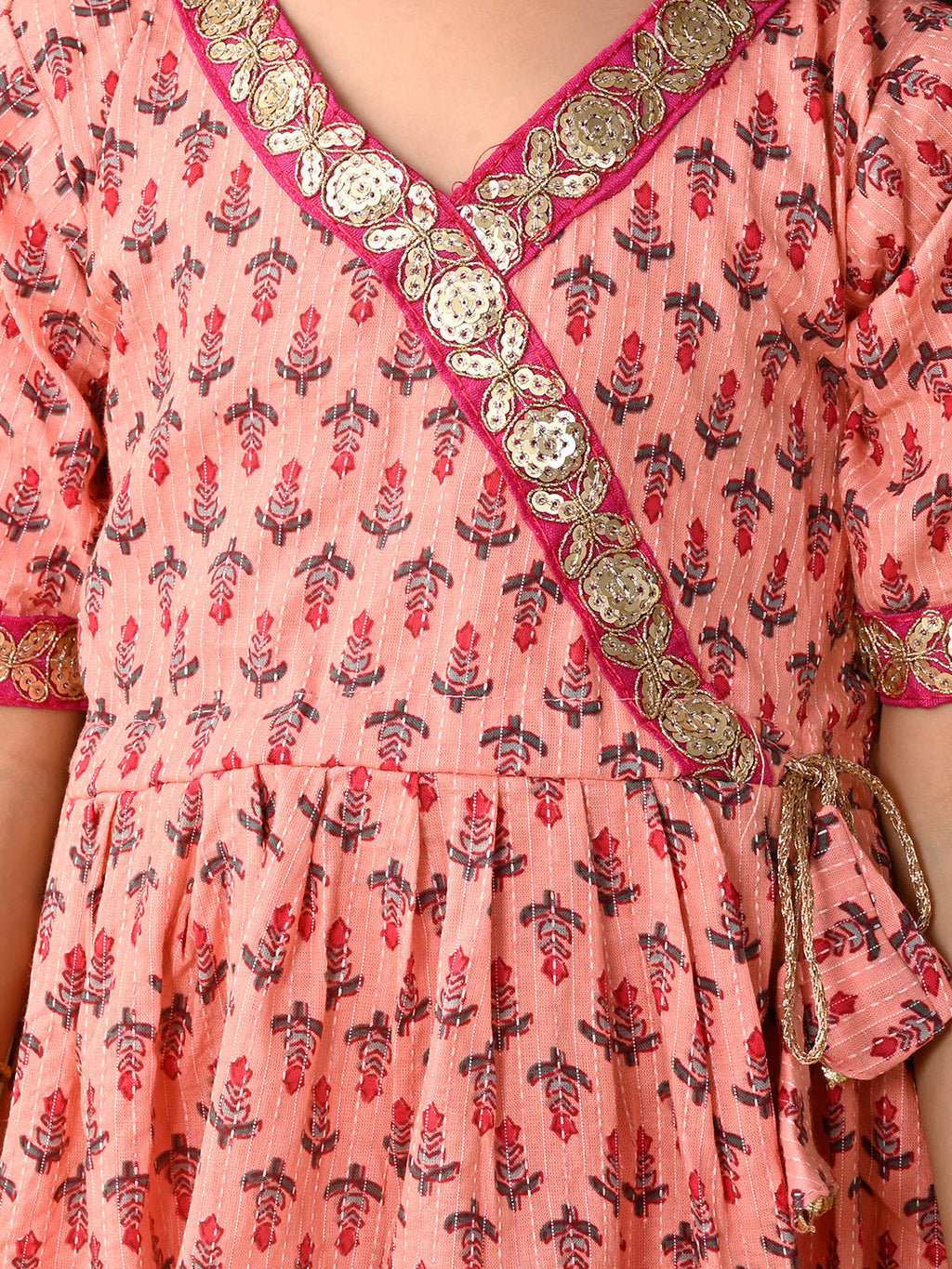 Pink  cotton  kurti with Pink leggings and dupatta