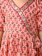 Pink  cotton  kurti with Pink leggings and dupatta
