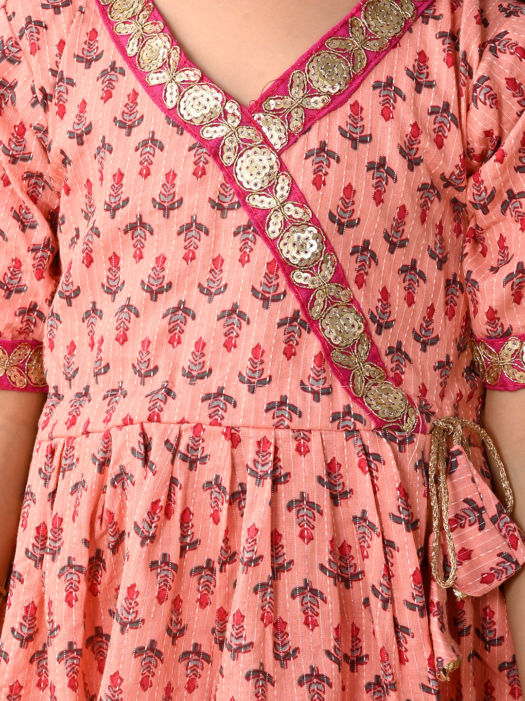 Pink  cotton  kurti with Pink leggings and dupatta