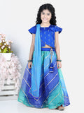 Cap Sleeves Embroidered Top Lehriya Kota Lehenga  And Dupatta