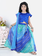 Cap Sleeves Embroidered Top Lehriya Kota Lehenga  And Dupatta