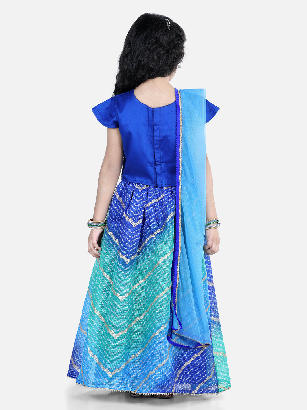 Cap Sleeves Embroidered Top Lehriya Kota Lehenga  And Dupatta