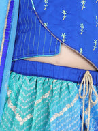 Cap Sleeves Embroidered Top Lehriya Kota Lehenga  And Dupatta