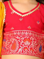Red Short Sleeves Printed lehenga with dupatta