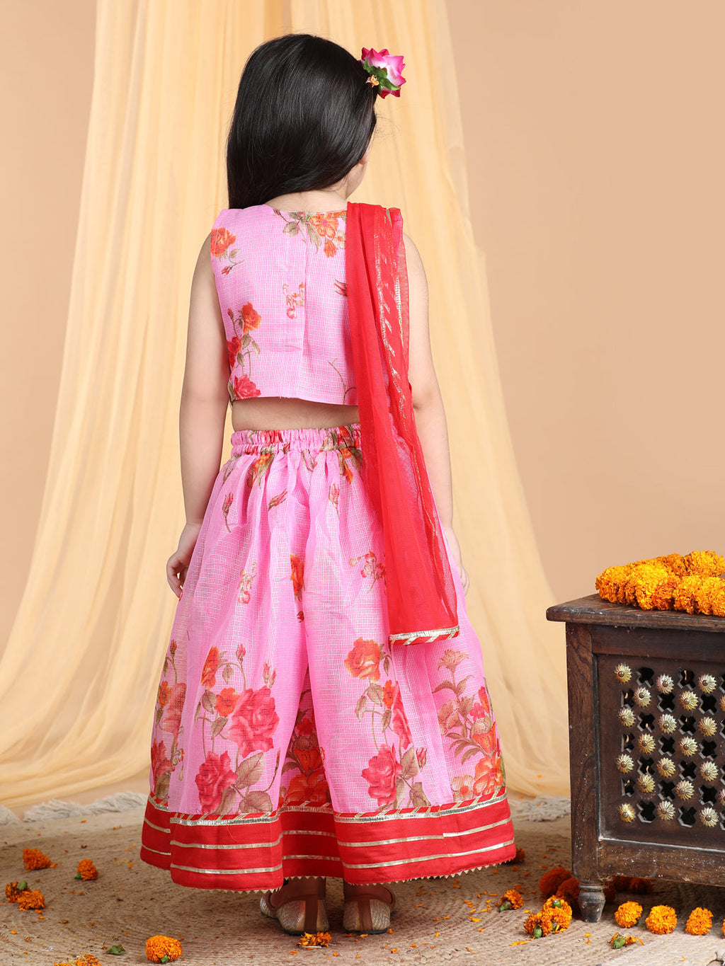 Floral Kota lehenga and top and dupatta