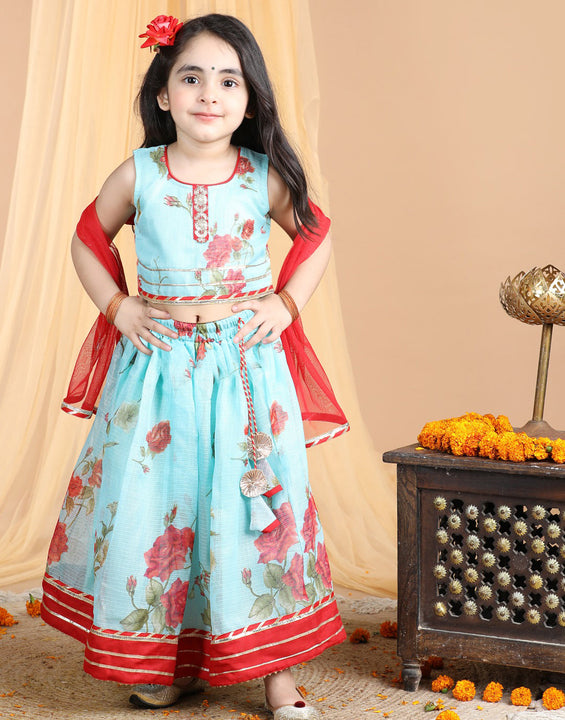 Floral Kota lehenga and top and dupatta