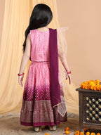 Sleeveless Embroidered Pleated Top And Lehenga