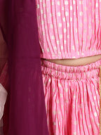 Sleeveless Embroidered Pleated Top And Lehenga