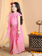 Cap Sleeves Embroidered Pleated Top And Lehenga