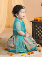 Green Girls Patalo Lehenga with embroidered Choli and Dupatta